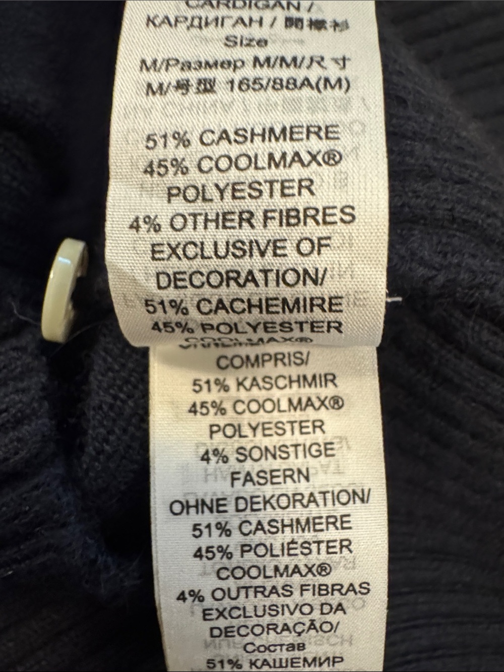 Tory BurchSport Women's Navy Golf Embroidered Cashmere blend Cardigan, Medium - Picture 10 of 10